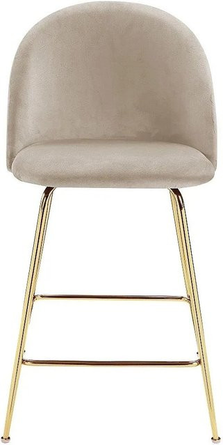 Vente-unique Barhocker Melbourne in Beige mit Samtbezug und goldenem Metallgestell, Höhe: 51 cm - Bild 1