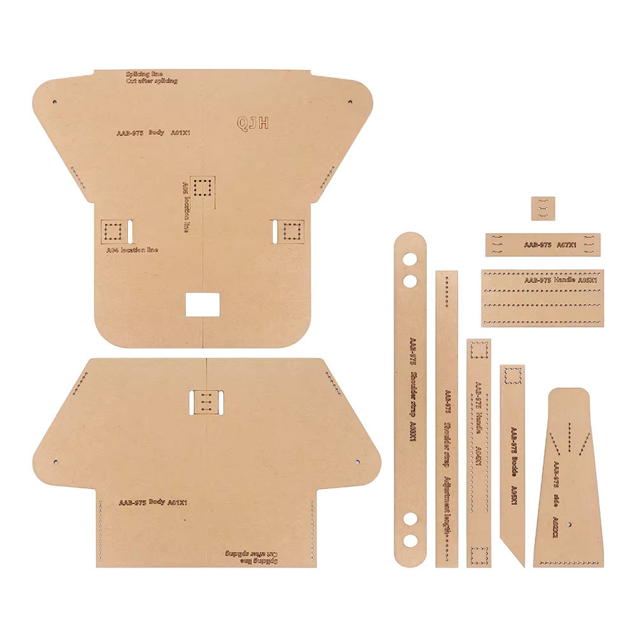 QJH DIY Quilt-Vorlage aus Kraftpapier in Braun für quadratische Schultertaschen und Businesstaschen, 1 Set - Bild 1