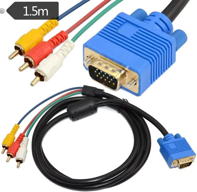 BSN VGA auf 3 Cinch-Stecker Komponenten-AV-Videokonverter Adapterkabel für PC und HDTV, Länge: 1,5 m - Bild 1