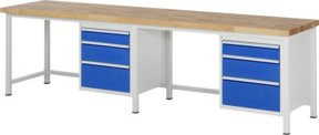 Rau Werkbank höhenverstellbar mit 6 Schubladen, B/T/H: 300 x 70 x 84-104 cm, Mehrfarbig - Bild 1