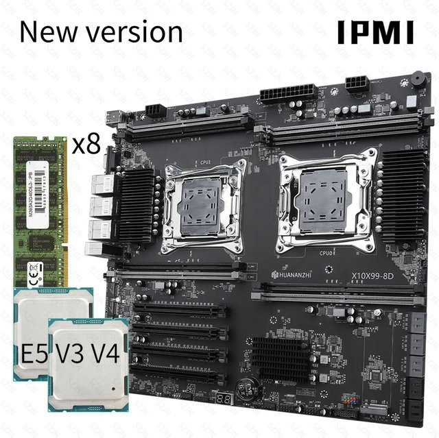 HUANANZHI X99 Dual CPU Server Kit IPMI Motherboard mit LGA2011-3 Unterstützung für E5 V3 V4 DDR4 in Schwarz - Bild 1