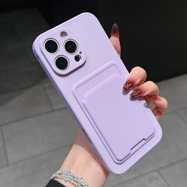 TPU Flüssigsilikon Schutzhülle mit Kartenhalter für Motorola Moto G85 5G, Farbe: Purple - Bild 1