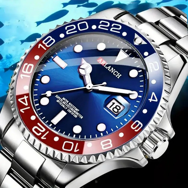 ARLANCH Armbanduhr Edelstahl, Quarz, 40 mm, Blau, Herren - Bild 1