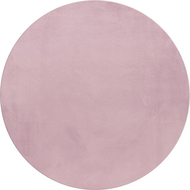 Ayyildiz Kurzflorteppich Pouffy in Rosa mit Felloptik, Durchmesser: 120 cm - Bild 1