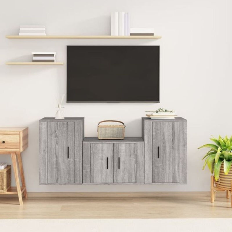 Vidaxl 3-teiliges TV-Schrank-Set in Grau Sonoma Holzoptik im modernen und klassischen Design - Bild 1