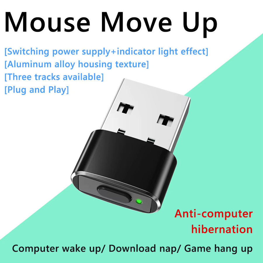 LAIMANEI Mini Automatischer Maus-Jiggler in Schwarz mit Ein/Aus-Taste und USB-Anschluss für Plug-and-Play - Bild 2