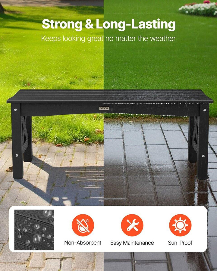 Wetterfeste Gartenbank von Buying Solutions, MB in Schwarz mit Kunststoffrahmen für Terrasse und Garten - Bild 7