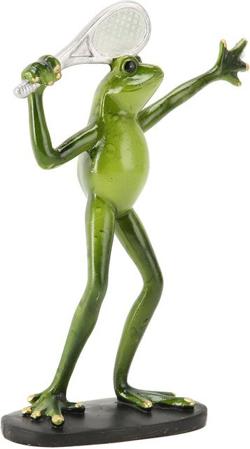 Sportfrosch Figur aus Harz in Grün als dekorative Gartenstatue für Terrasse und Rasen - Bild 1