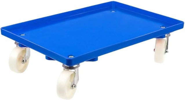 PROREGAL Transportroller für Euroboxen Blau mit geschlossenem Deck und Kunststoffrädern, Traglast 300 kg - Bild 1