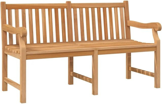 vidaXL Gartenbank aus Teakholz in Braun mit Armlehnen, Breite: 150 cm - Bild 1