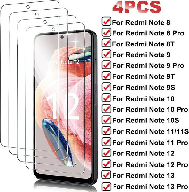4er-Set Glas-Displayschutz für Xiaomi Redmi 12, 12C, 13C, 10, 10A, 10C und Xiaomi Note 13, 11 Pro 5G, 11S in Transparent - Bild 1