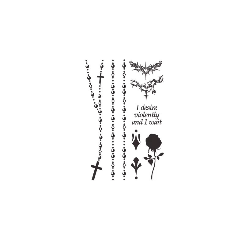 JKCODE TATTOO Temporäre Tattoos, Wasserfest, Set mit Kreuz-Armband, Dornenring, Rosen und Finger-Tattoos - Bild 5