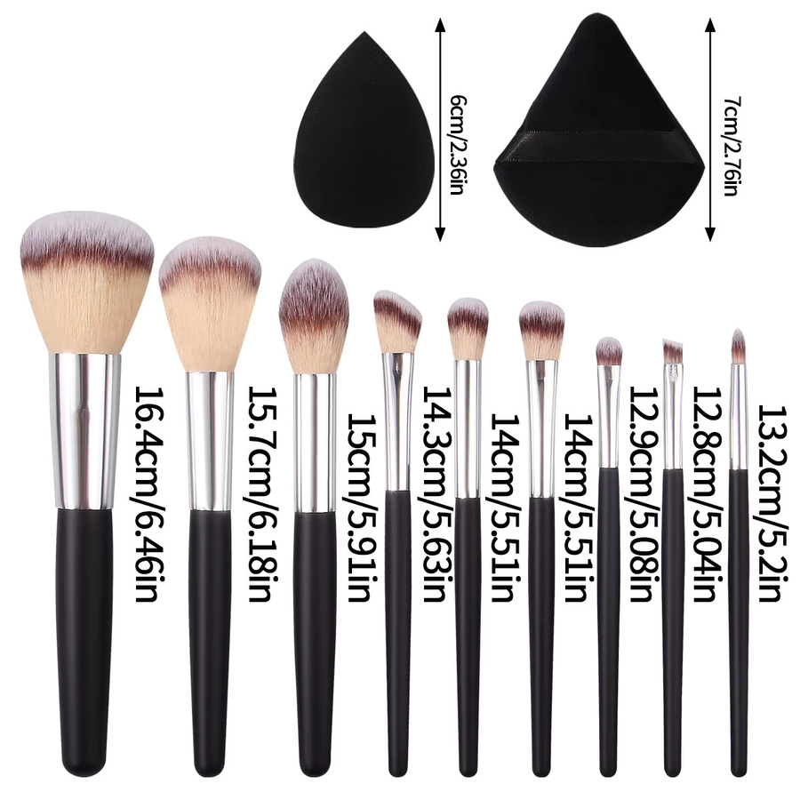 KOSSHOW Make-up-Pinsel-Set, 11-teilig, mit Schwamm und Puderquaste - Bild 4