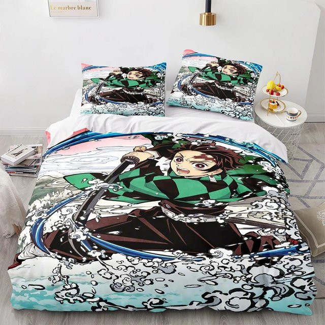 Demon Slayer Bettwäsche Set mit 3D-Print, Motiv Anime, Mehrfarbig, Bestehend aus Bettbezug und Kopfkissenbezug, B/H: 133 x 70 cm - Bild 1