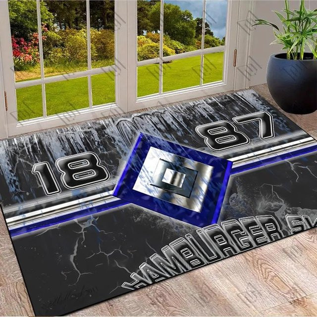 Rutschfeste Fußmatte Hamburger SV im Vintage Metallkennzeichen-Design, B/B: 70 x 100 cm - Bild 1