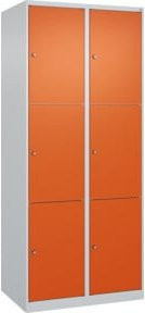 C+P Schließfachschrank Classic PLUS mit 2 Abteilen in Lichtgrau und Reinorange, B/T/H: 80 x 50 x 185 cm - Bild 1