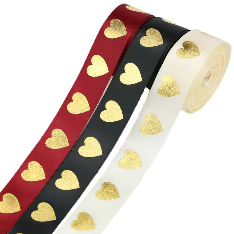 Goldenes Pfirsich-Herzband für Hochzeiten und romantische Feierlichkeiten, Breite: 2,5 cm, Länge: 10 m - Bild 1