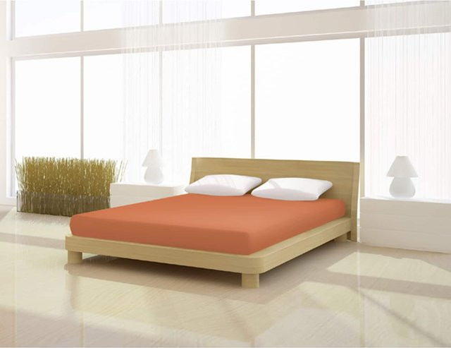 Mr. Sandman Spannbetttuch Fein Jersey de luxe, Orange, B: 120 cm, L: 200 cm - Bild 1