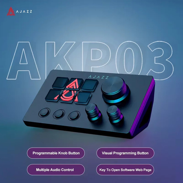 AJAZZ AKP03E/153E Mechanisches Gaming-Mini-Tastatur mit programmierbaren Makrotasten in Schwarz - Bild 1