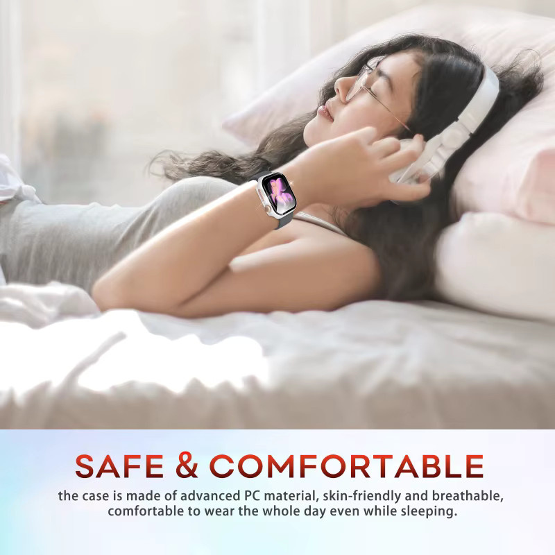 Apple Uhrenzubehör Schutzhülle und Displayschutzfolie, Schwarz Weiß, Unisex - Bild 3