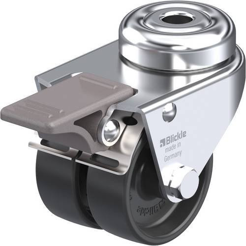 Blickle Doppel-Lenkrolle 276394LMDA-POA 50G-FI in Schwarz und Silber mit 50 mm Rad-Durchmesser und einer Tragfähigkeit von max. 80 kg - Bild 1