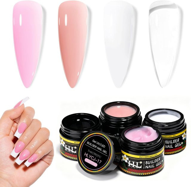 HL Nail Art Gel Aufbaugel-Set, 4 Farben, 15 ml, Glänzend - Bild 1