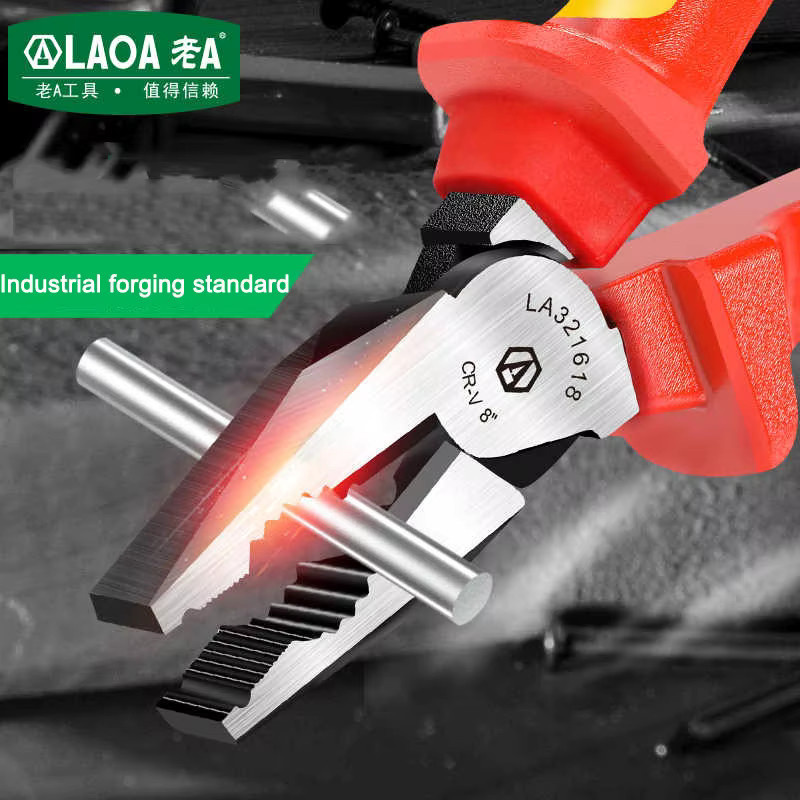 LAOA VDE Isolierte Elektrikerzangen Set in Rot, Spannungsfest bis 1000V mit Drahtschneider, Spitzzange, Schrägspitzzange und Schraubzange - Bild 5