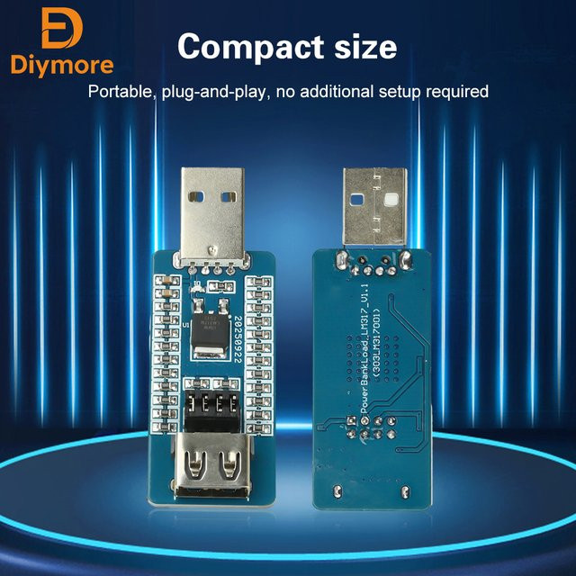 diymore USB A Power Bank Anti-Shutdown-Modul mit einstellbarem Ausgangsstrom in Blau - Bild 1