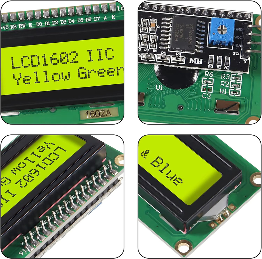 LCD1602 I2C Modul von HORNAXYS mit 16x2 Zeichen LCD-Anzeige in Blau oder Gelbgrün und PCF8574T Schnittstelle für 5V - Bild 4
