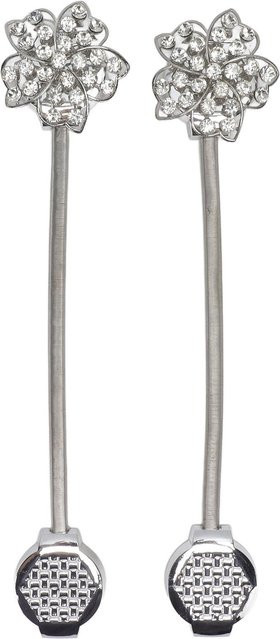 2 Stück Magnetische Vorhanghalter OutsideWorld aus Edelstahl mit Kristallblume in Grau/Silber - Bild 1