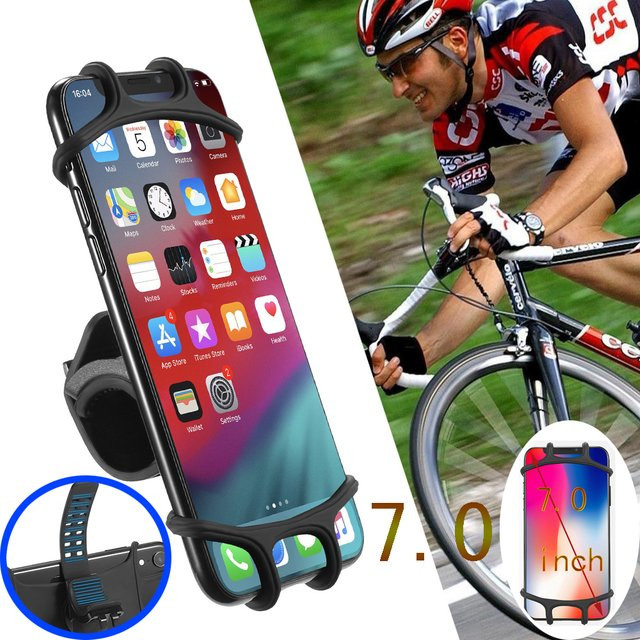 Universelle Silikon-Fahrradhalterung für Smartphones in Schwarz - Bild 1