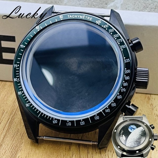 MUZHI Uhrenarmband, grüne Lünette, 39,7 mm Speedmaster-Gehäuse, Herren, Schwarz - Bild 1