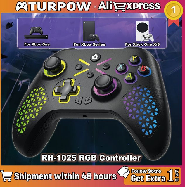 Turpow Kabelloser Gamepad Controller für Xbox One, Xbox Series S/X und PC in Schwarz mit Dual-Vibration und Sechs-Achsen-Gyroskop - Bild 1