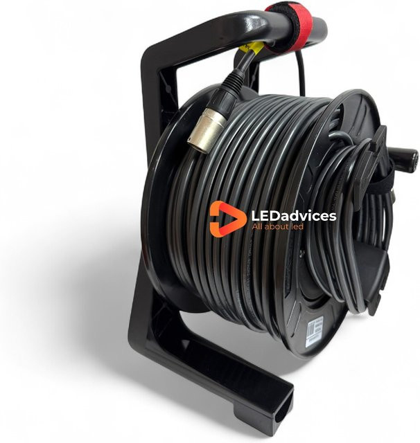 Neutrik CAT6 Ethernet LAN Kabel mit Kabelrolle, 50 m, Schwarz, Dual-Layer 110P UTP 1000Mbps, RJ45 EtherCON - Bild 1