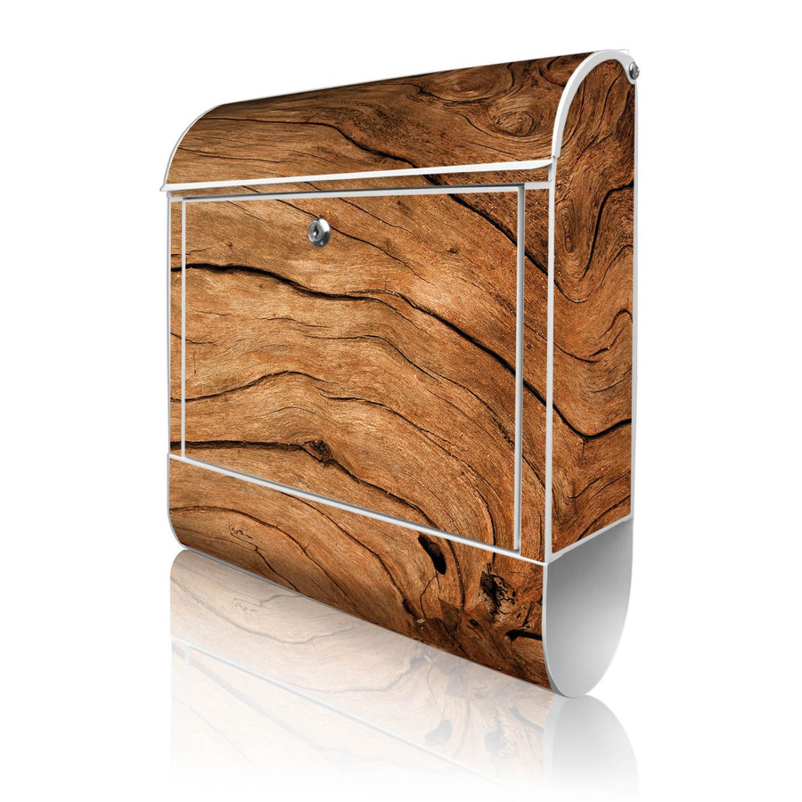 banjado Wandbriefkasten weiß groß mit Motiv Trockenes Holz und Zeitungsfach B/T/H: 38 x 13 x 47 cm - Bild 1