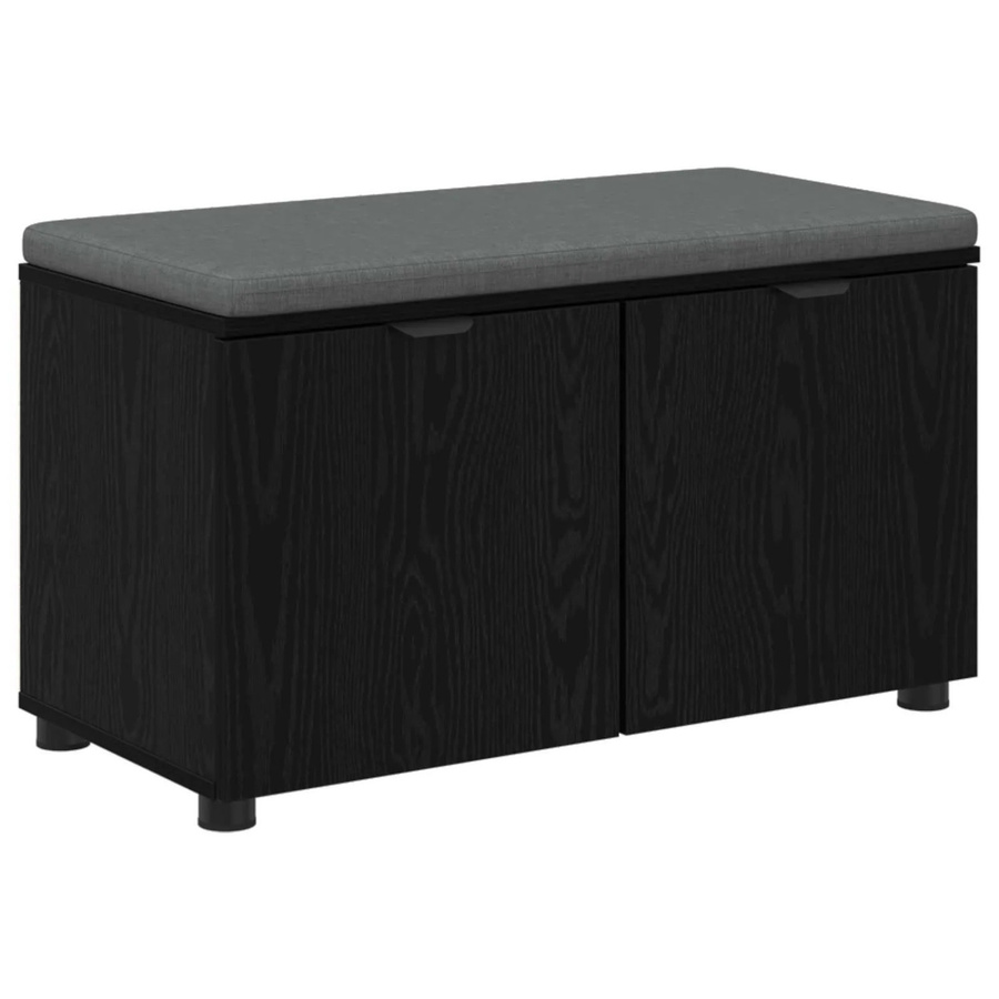 vidaXL Flurbank mit Kissen und Schuhregal in Schwarzer Eiche, B/T/H: 80 x 38 x 46 cm - Bild 2