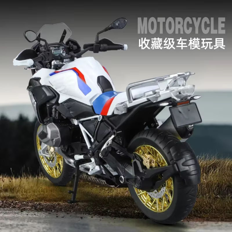 WELLY Motorrad Modell Dekoration BMW R1250 GS S1000RR Kawasaki H2R im Maßstab 1:9 aus Metall in Weiß - Bild 3
