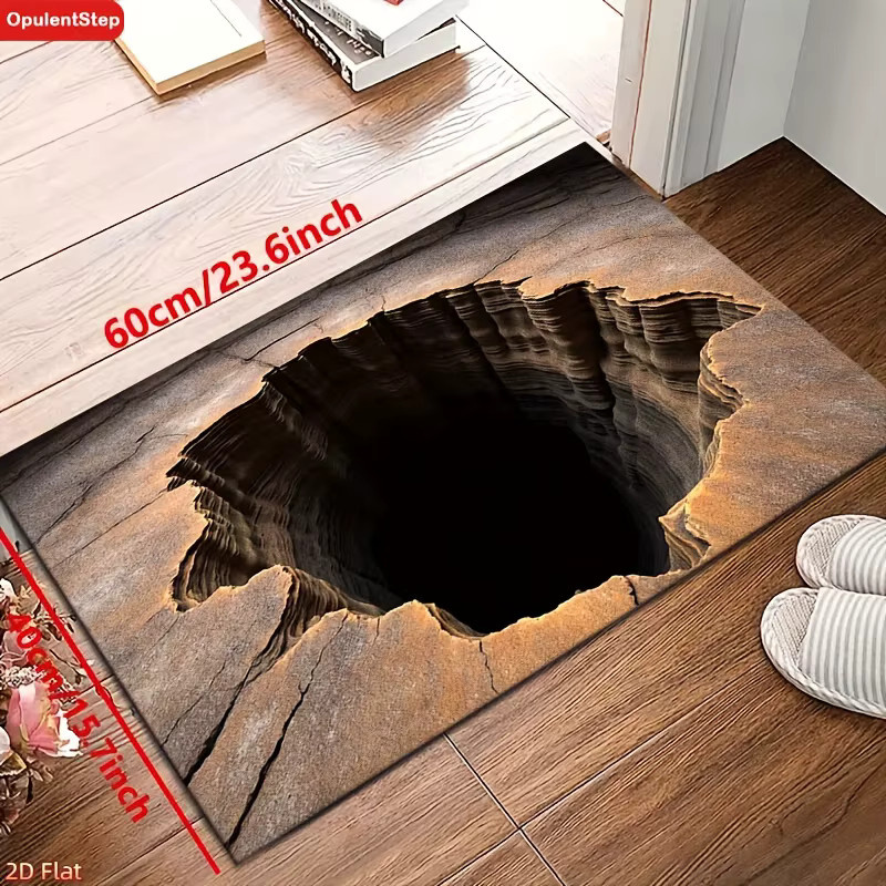 VIKAMA 3D Optische Täuschung Teppich Schwarzes Loch, Rutschfester Trippy Bodenteppich in Schwarz und Multicolour für Wohnzimmer und Balkon - Bild 6