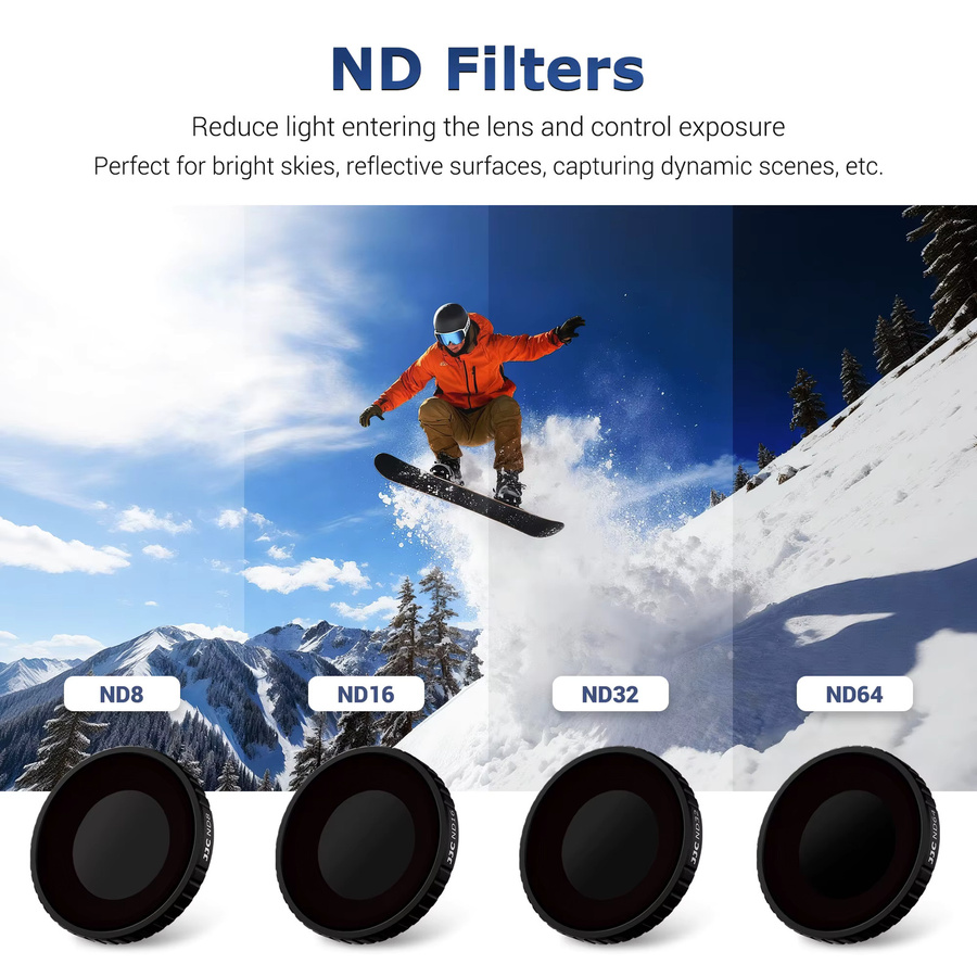 JJC Kamerafilter-Set für DJI Osmo Nano in Schwarz mit ND, CPL, UV, Black Mist und 4-Punkt-Sternfilter - Bild 2