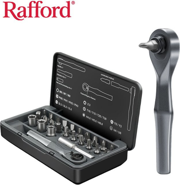 Rafford 25-in-1 Multifunktionales Ratschenschlüssel und Schraubendreher-Set Professionelles Reparaturwerkzeug-Set für DIY-Projekte - Bild 1