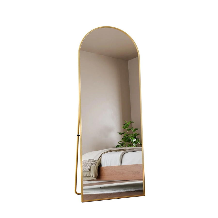 PXloue Ganzkörperspiegel Arched Standspiegel mit Metallrahmen in Gold, Höhe: 180 cm, Breite: 80 cm - Bild 2