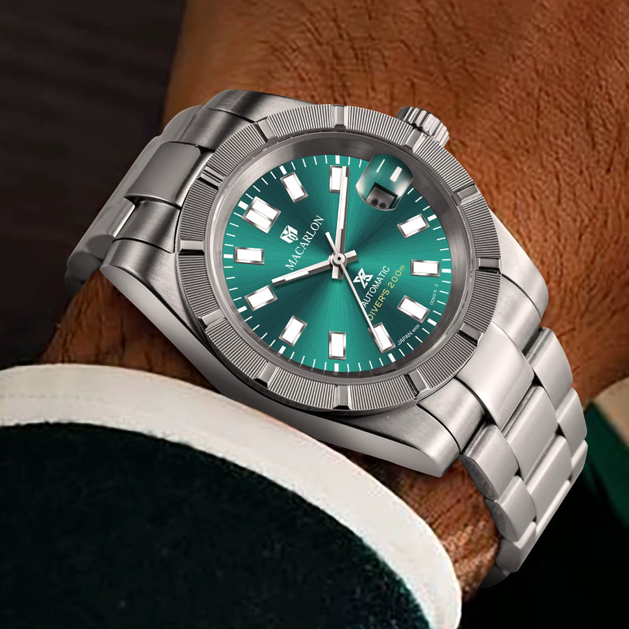 MACARLON Automatikuhr, Edelstahl, Saphirglas, 38 mm, Herren, Blau - Bild 5