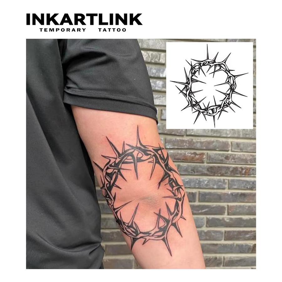 INKARTLINK Krone der Dornen Temporäres Tattoo, wasserfest, semi-permanent - Bild 2