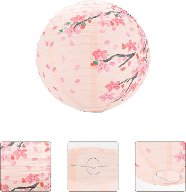 Dekorative Pfirsichblüten-Papierlaternen im japanischen Stil in Pink für Garten und Hochzeitsfeiern - Bild 1