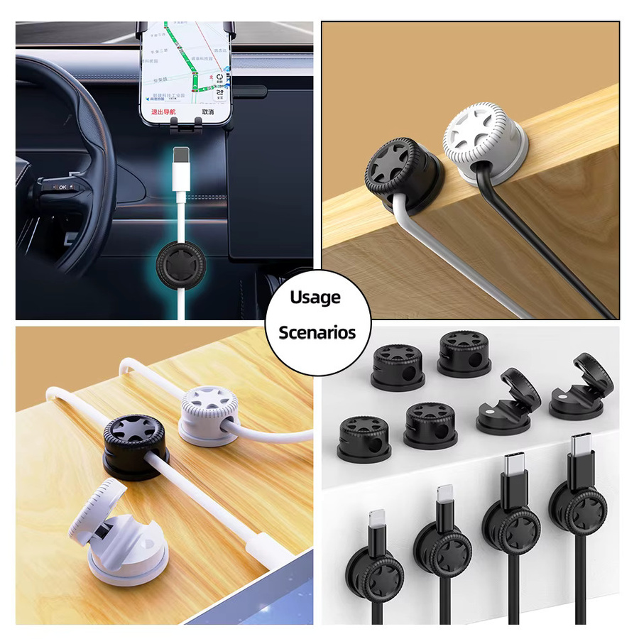 Dibaigou Magnetische Kabelklemmen in Schwarz, Selbstklebender Kabel-Organizer aus Kunststoff für Schreibtisch, Büro und Auto - Bild 5