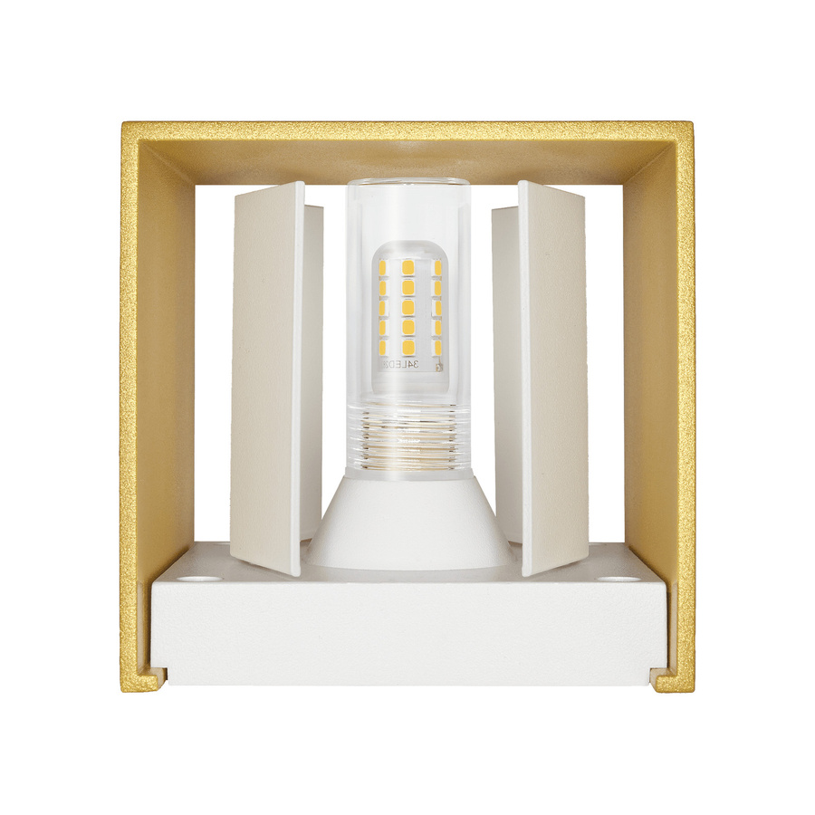 Luxvenum Wandleuchte CUBE in Münzgold, dimmbare LED Up & Down Wandlampe mit einstellbarer Abstrahlung, IP54 wetterfest aus Aluminium - Bild 1