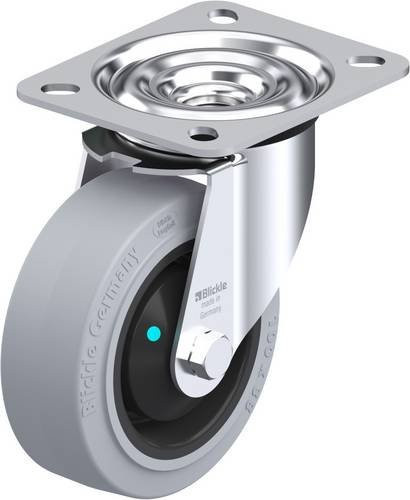 Blickle Lenkrolle LE-POEV 100KAD-SG aus verzinktem Stahl mit Rad-Durchmesser 100 mm und einer Tragfähigkeit von 150 kg in Grau und Schwarz - Bild 1