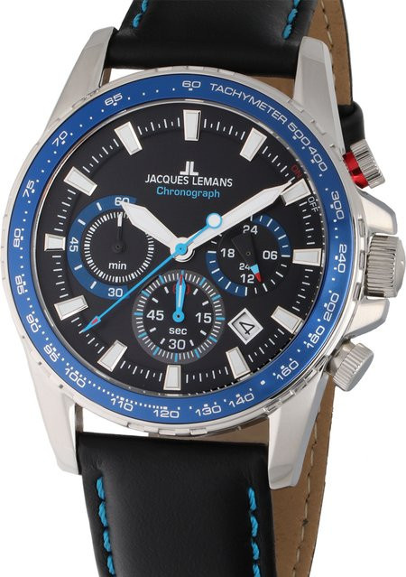 Jacques Lemans Chronograph, Quarz, Edelstahl, 42 mm, Leder, Herren - Bild 1