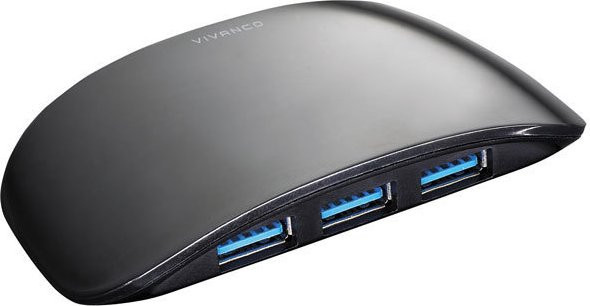 Vivanco USB 3.0 Hub mit 4 Ports, aktiv mit Netzteil, Schwarz - Bild 1
