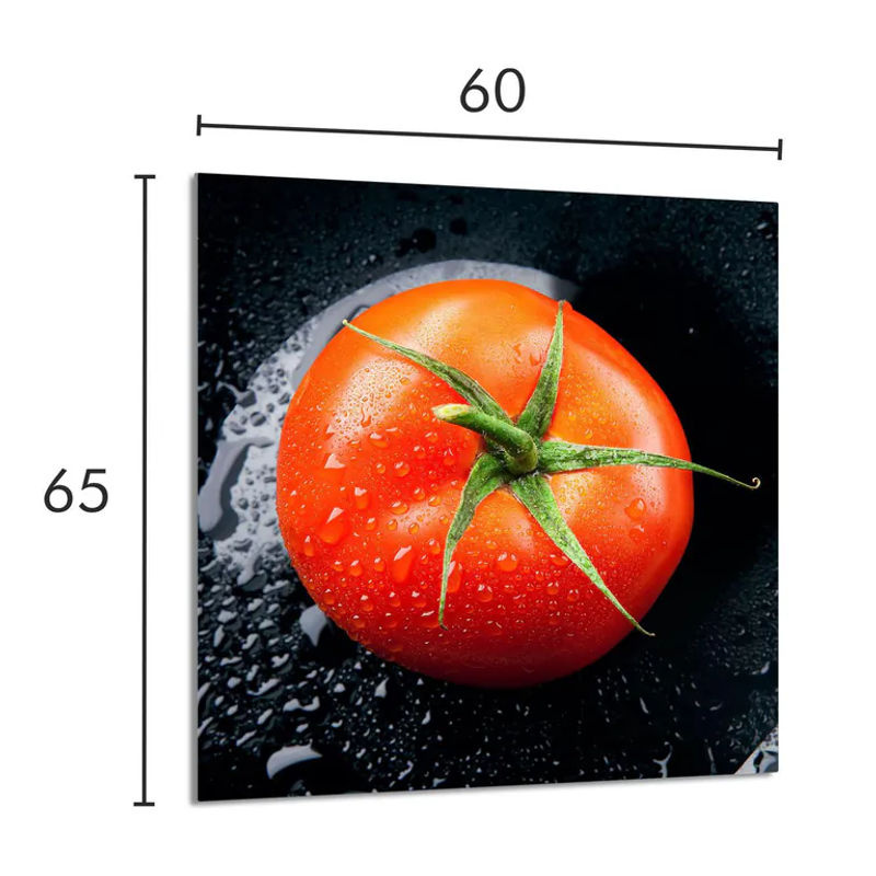 Küchenrückwand aus Glas mit Tomaten-Motiv in Rot, Rahmenlos, B: 60 cm, H: 65 cm - Bild 2